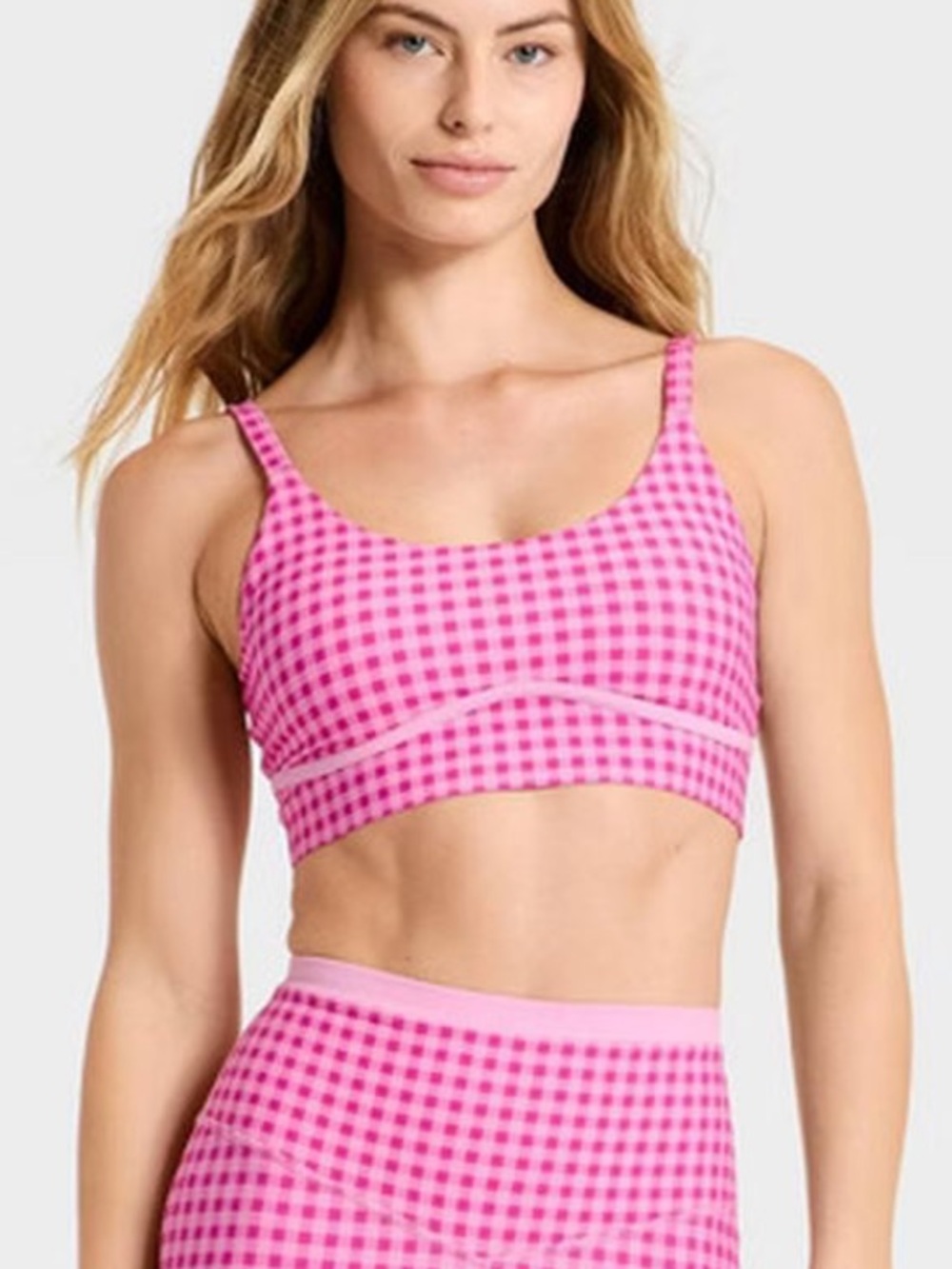 Joylab Pink Gingham Seamless Sports Bra NWT 8